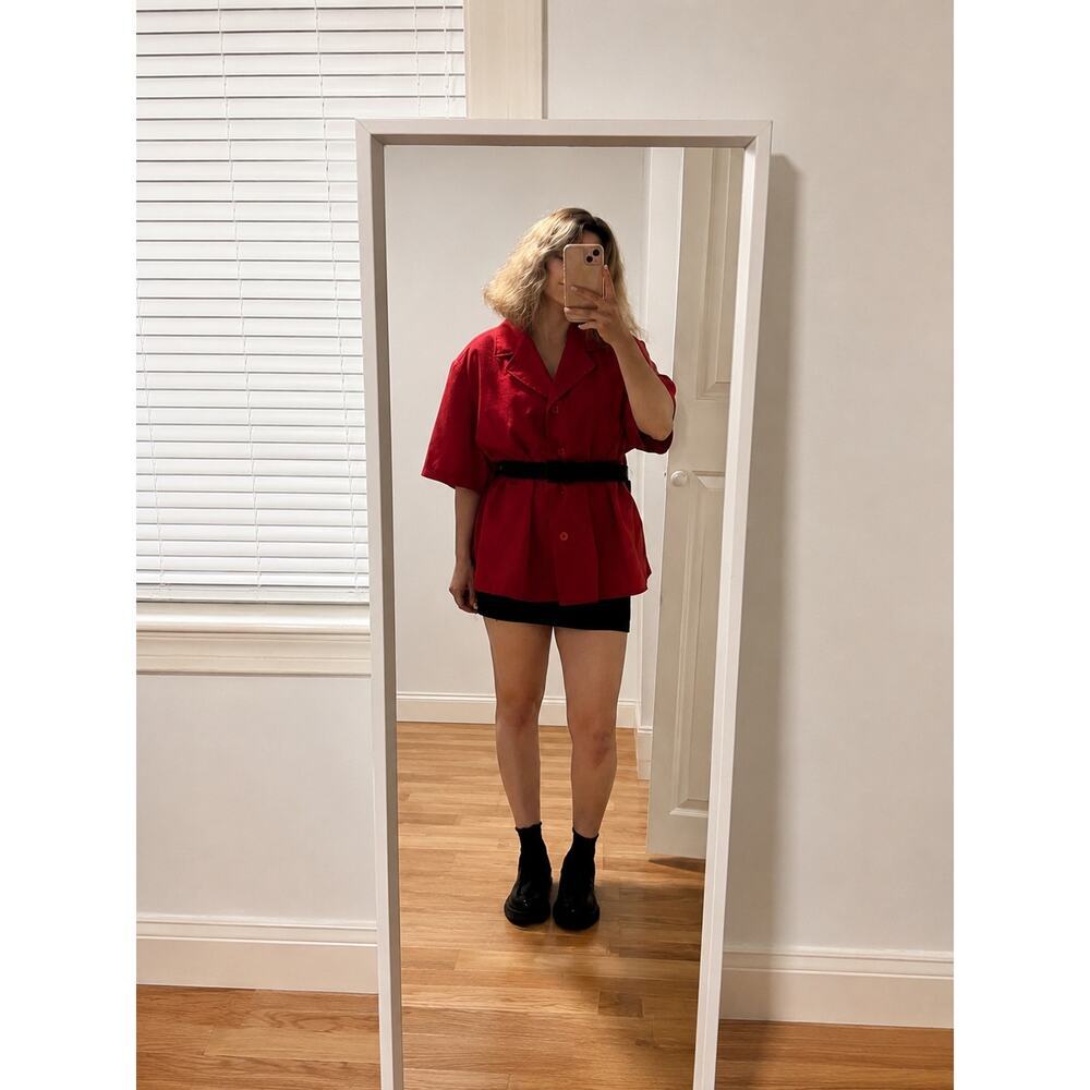 Vintage Dressbarn Red Short Sleeve Blazer Jacket Women’s Petite Career Chic - Picture 12 of 12